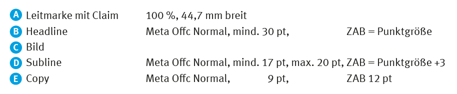 Anzeige ganzseitig Vermaßung - Anmerkung